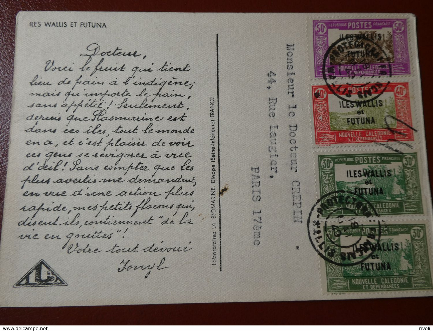 WALLIS ET FUTUNA - Carte Publicitaire 1949 - Briefe U. Dokumente