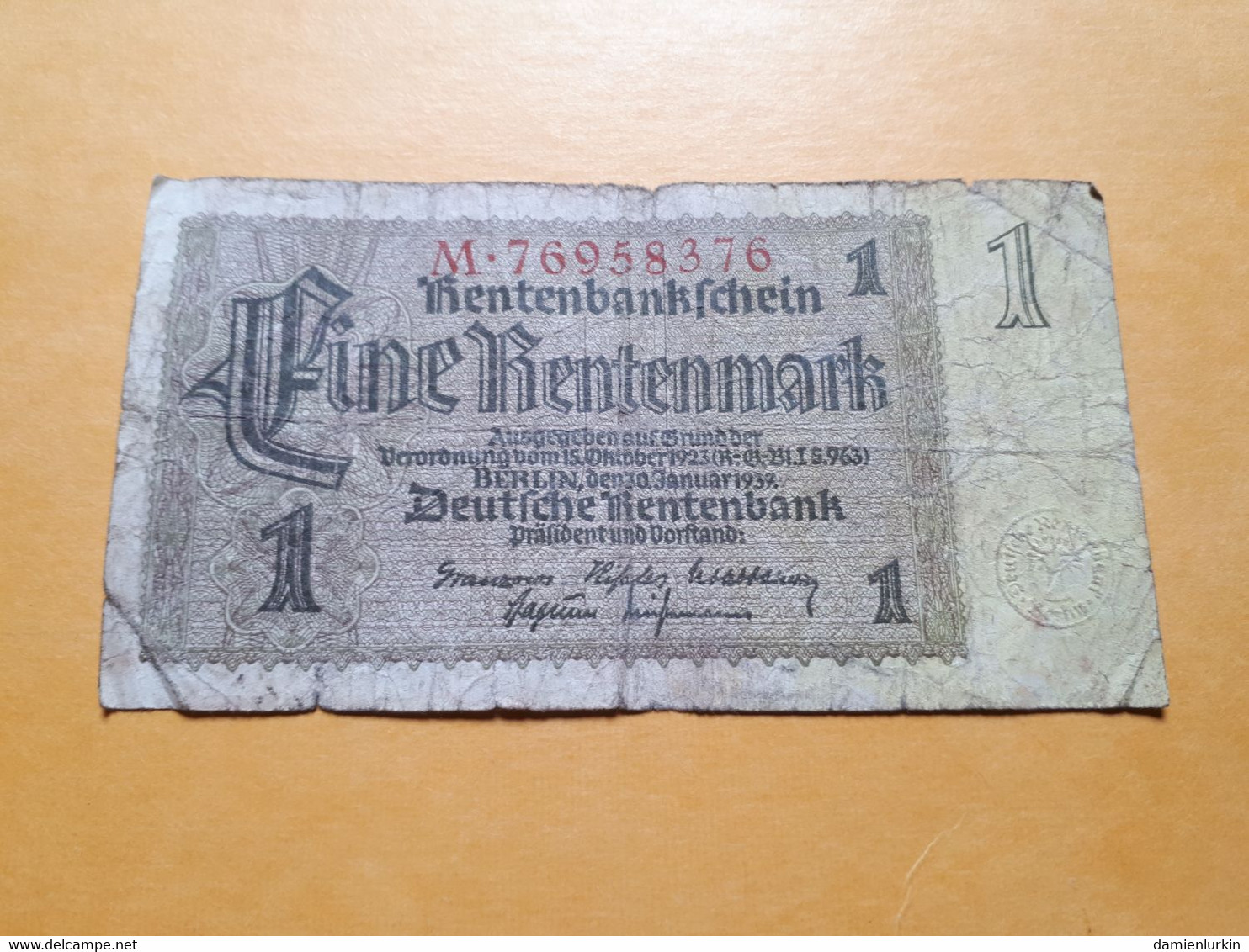 ALLEMAGNE 1 RENTENMARK 1923-1937 - 1 Rentenmark