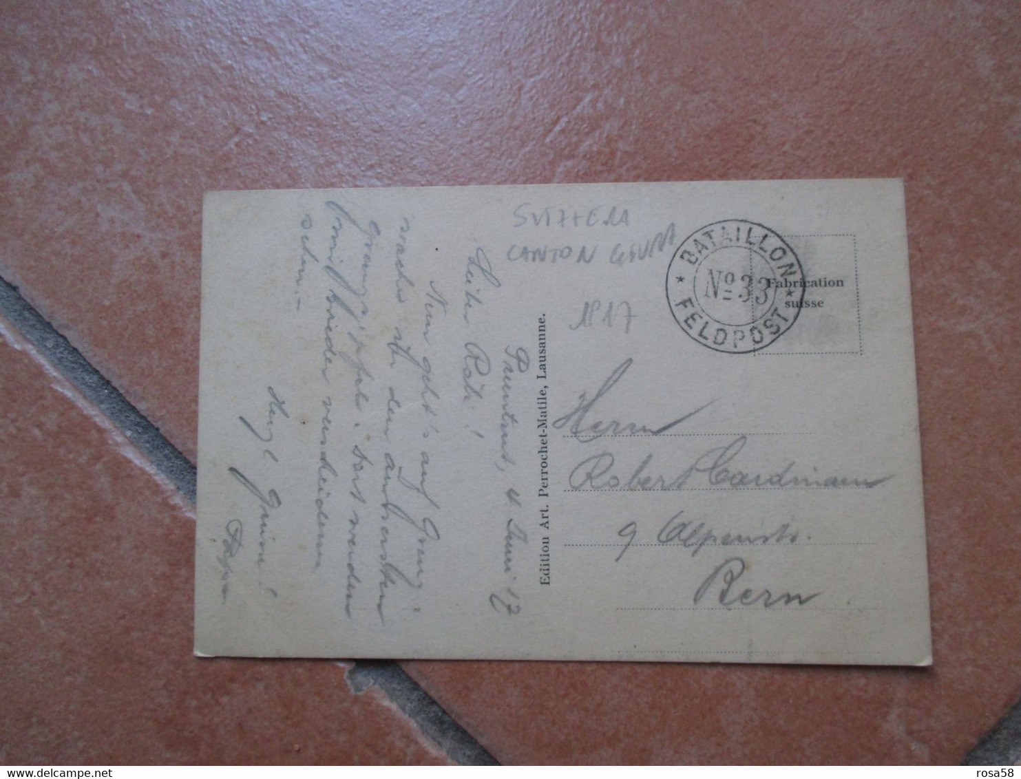 Suisse POSTA MILITARE BATAILLON N.°33 Feldpost 1917 Su Cartolina Porrentruy Canton Giura - Abstempelungen