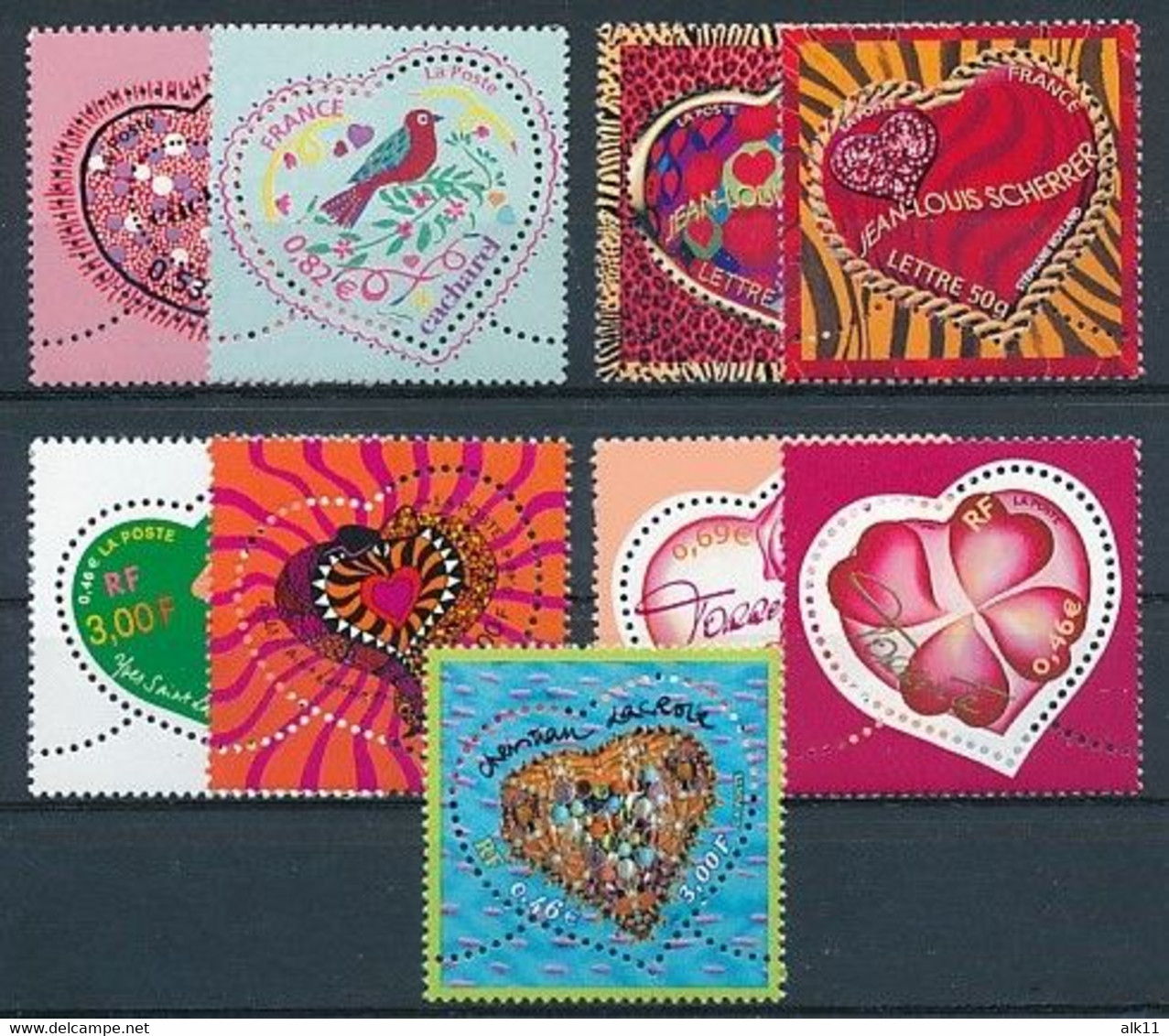 France 2000-01-03-05-06 - Timbres Coeurs - Neuf - Neufs
