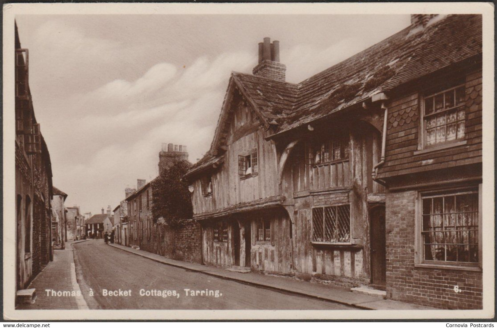 Thomas à Becket Cottages, Tarring, Sussex, 1932 - RP Postcard - Worthing