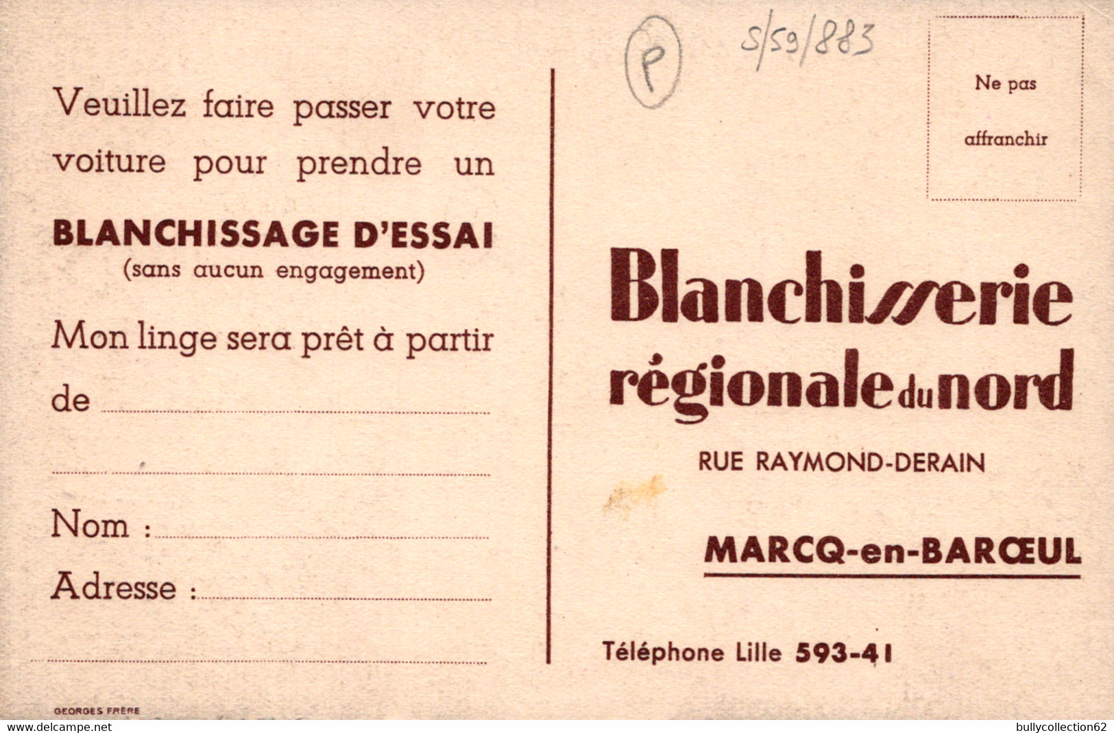 CPA - SELECTION -  MARCQ EN BAROEUL - Blanchisserie Régionale Du Nord Rue Raymond Derain - Marcq En Baroeul