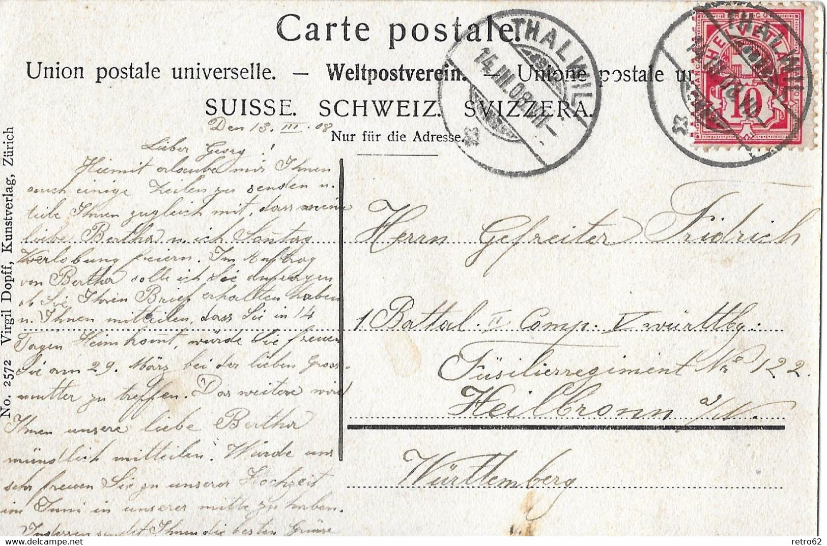 THALWEIL → Generalansicht Von Thalwil Anno 1908 - Thalwil