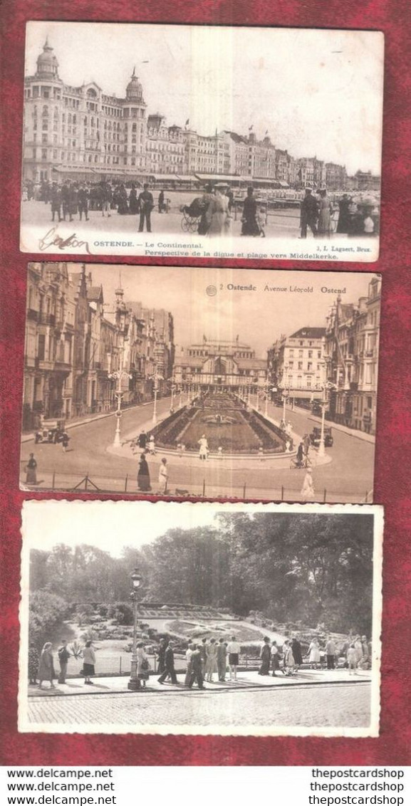 THREE OOSTENDE Postcards POSTMARKS ALL Used SOMETIMES Maybe With Perforation Variations SLOGANS ETC - Oostende