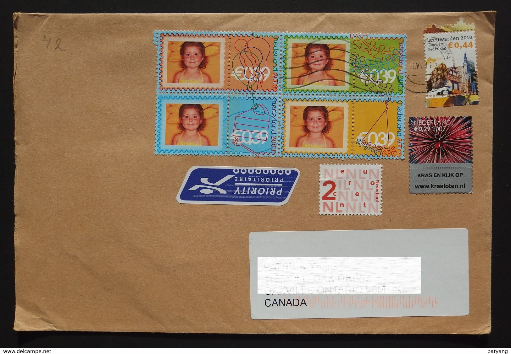 2015 Netherlands To Canada Cover - Briefe U. Dokumente