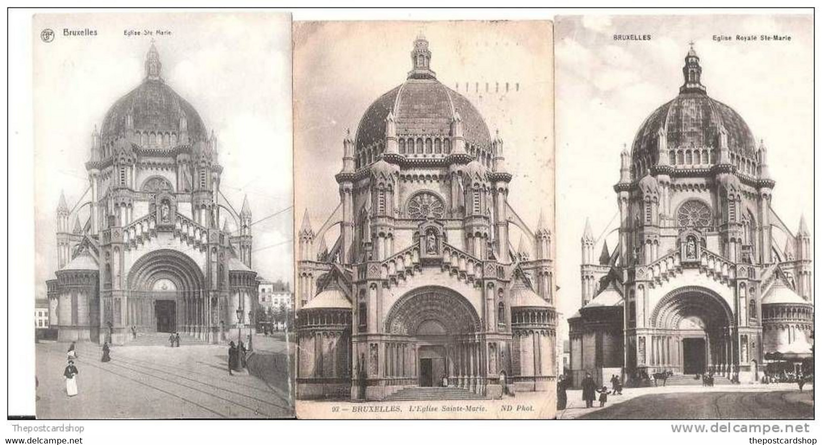 LOT DE 5 FIVE CINQUE CPA BELGIQUE BRUXELLES POSTCARDS EGLISE STE-MARIE CHURCH KIRCHE BELGIUM BELGE - Sammlungen & Sammellose