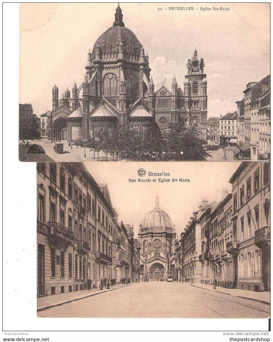 LOT DE 5 FIVE CINQUE CPA BELGIQUE BRUXELLES POSTCARDS EGLISE STE-MARIE CHURCH KIRCHE BELGIUM BELGE - Colecciones Y Lotes