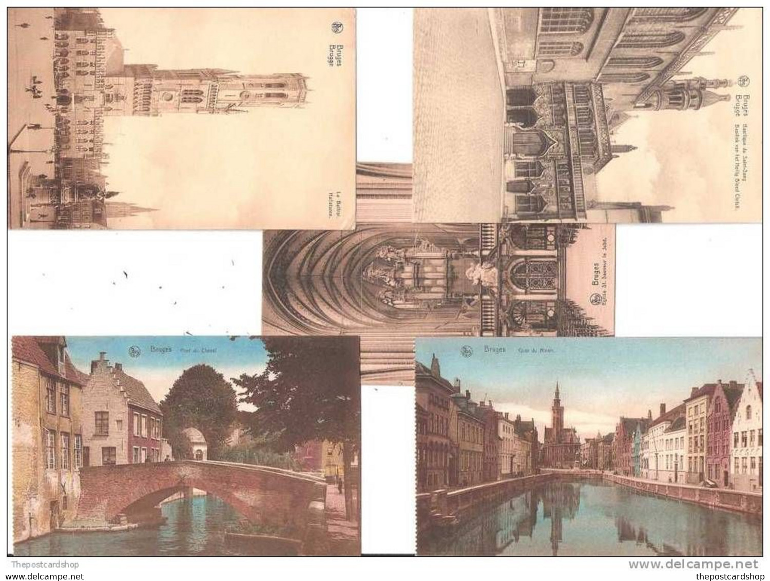 BELGIQUE 5 FIVE OLD BRUGGE BRUGES BELGIUM POSTCARDS  MORE CHEAP BELGIUM LISTED FOR SALE @ 1 EURO - Brugge