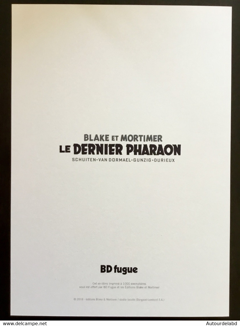 BLAKE ET MORTIMER - Ex Libris Le Dernier Pharaon - Schuiten - Tirage Limité BD - Ilustradores S - V