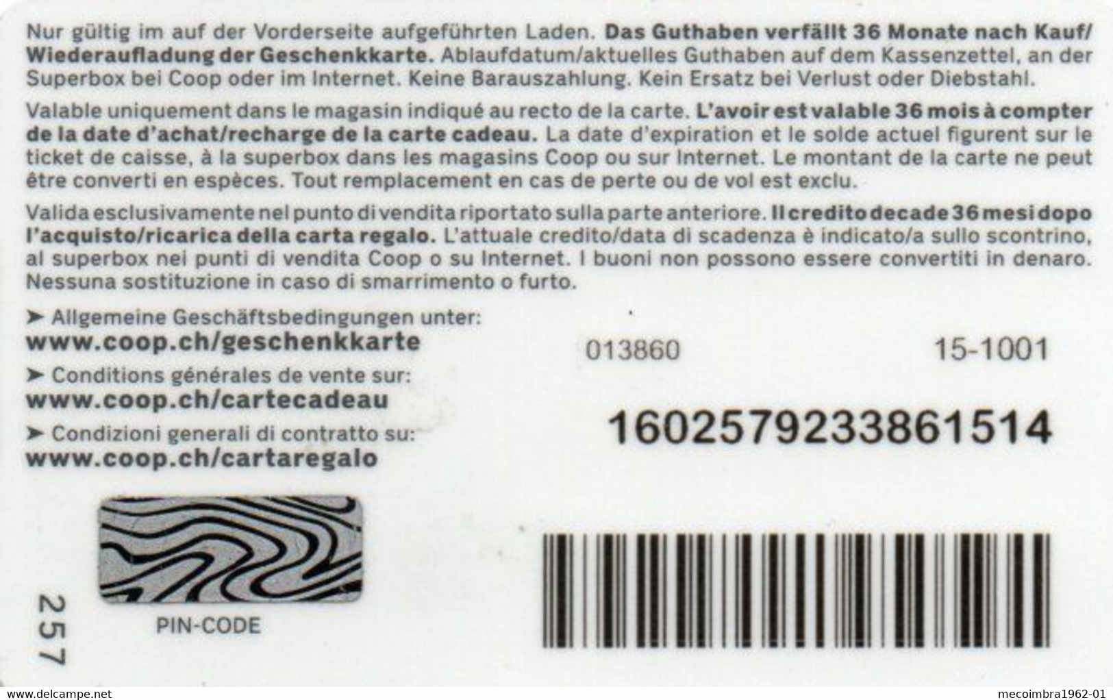 Geschenkkarte  Carte-cadeau Coop Pronto Suisse, Switzerland - Gift Cards