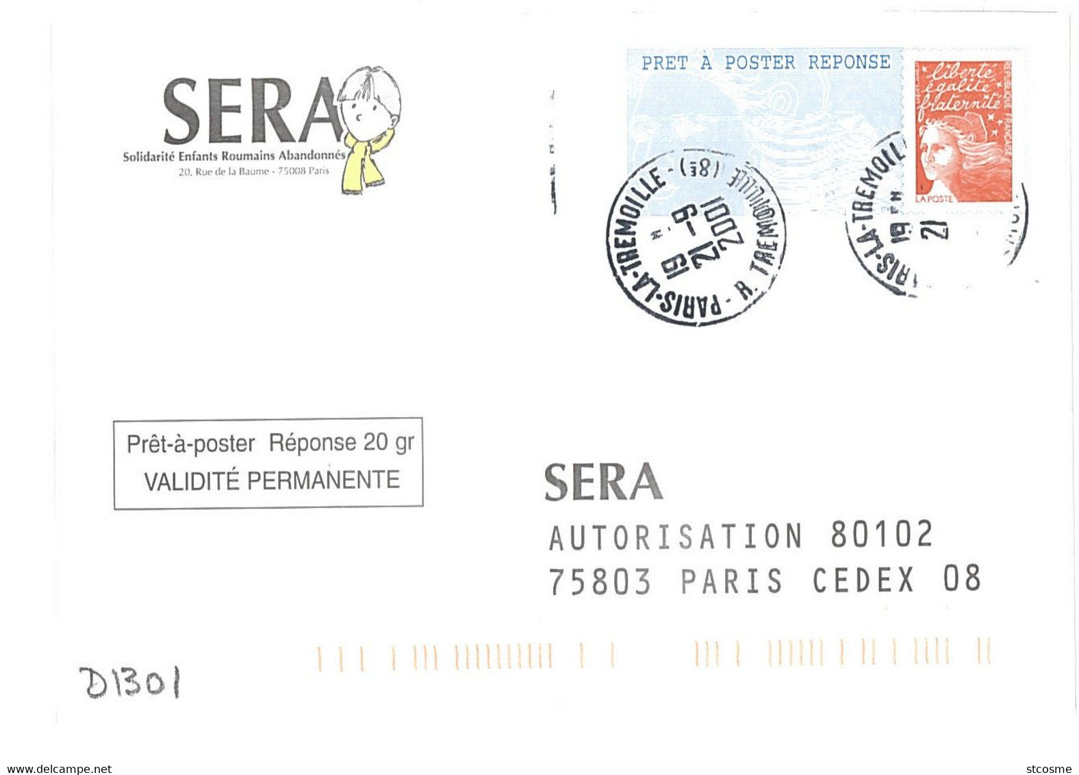 D1301 - Entier / Stationery / PSE - PAP Réponse Luquet - SERA ( Sans Agrément ) - PAP: Antwort/Luquet