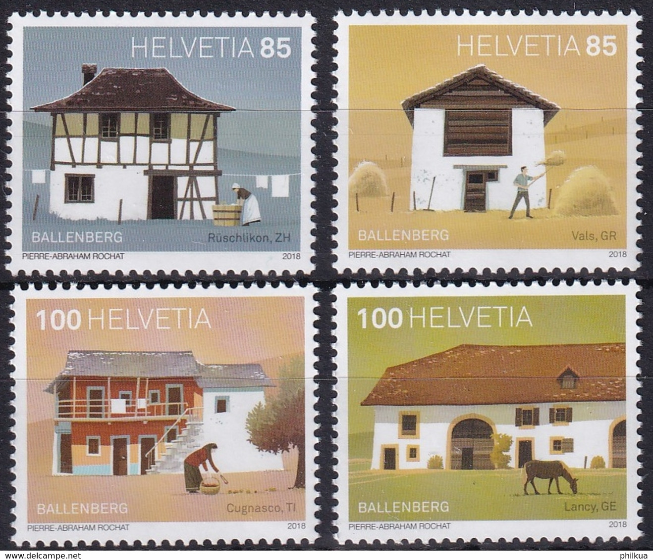 Zumstein 1676-1679 / Michel 2544-2547 - 50 Jahre Ballenberg - Bauernhäuser - Postfrisch/**/MNH - Unused Stamps