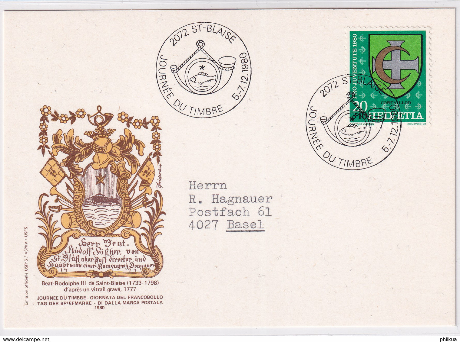 Suisse - Journée Du Timbre - Tag Der Briefmarke - 1980 St. Blaise - Giornata Del Francobollo