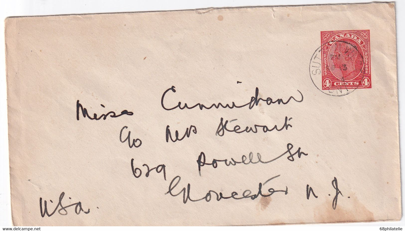 CANADA  ENTIER POSTAL/GANZSACHE/POSTAL STATIONARY  LETTRE DE SUTTON - 1903-1954 Kings