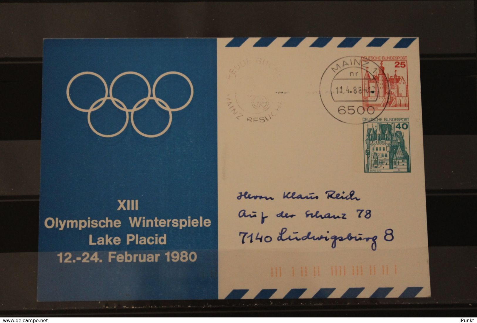 Deutschland, XIII Olympische Winrerspiele Lake Placid 1980, Befördert - Cartes Postales Privées - Oblitérées