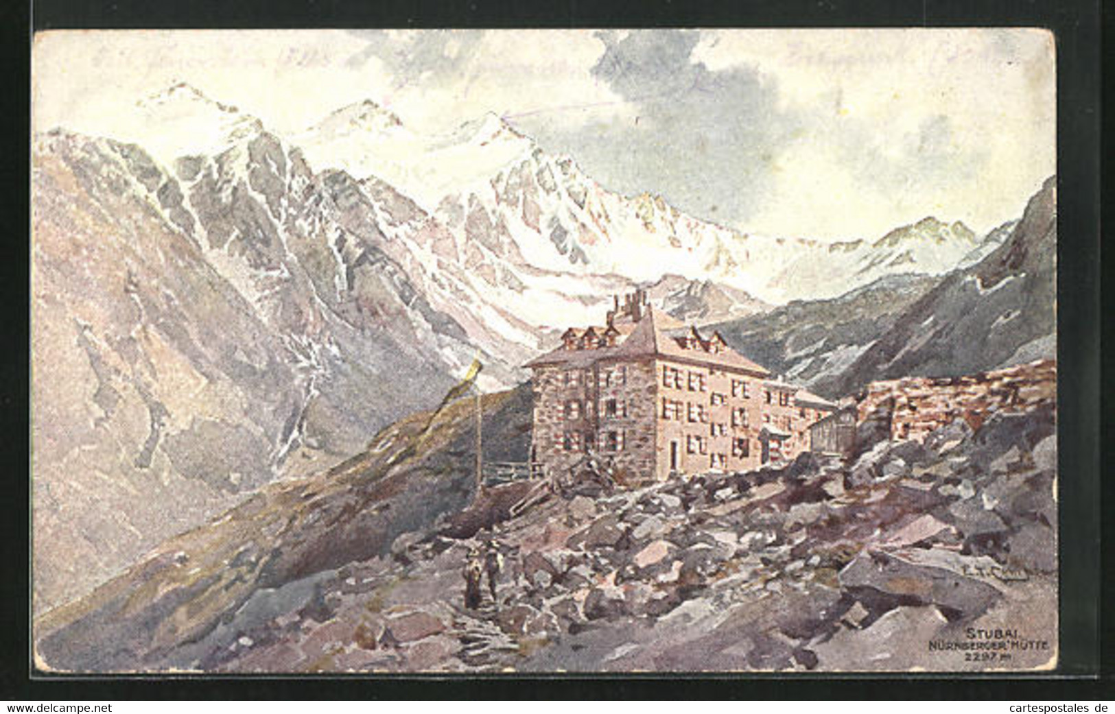 Künstler-AK Edward Theodore Compton: Nürnberger Hütte In Den Stubaier Alpen - Compton, E.T.