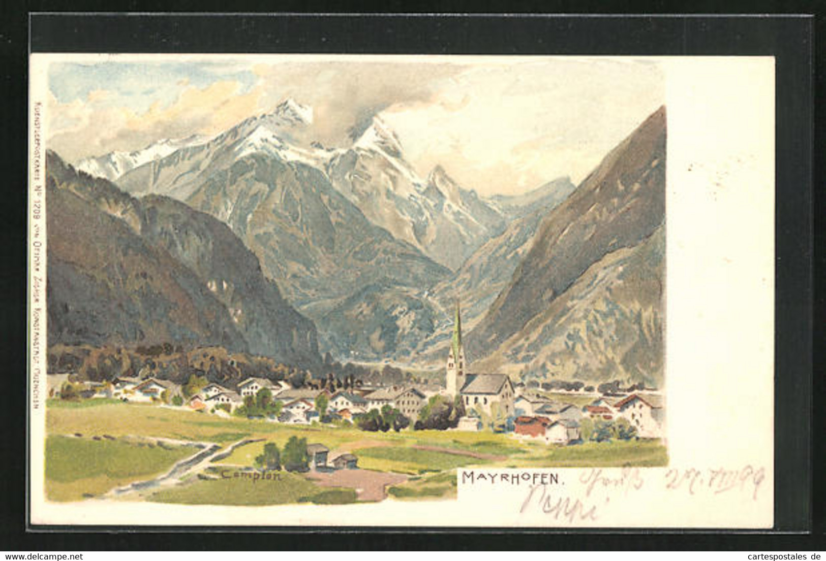 Künstler-AK Edward Theodore Compton: Mayrhofen, Panoramablick Auf Die Ortschaft Mit Gebirge Im Hintergrund - Compton, E.T.