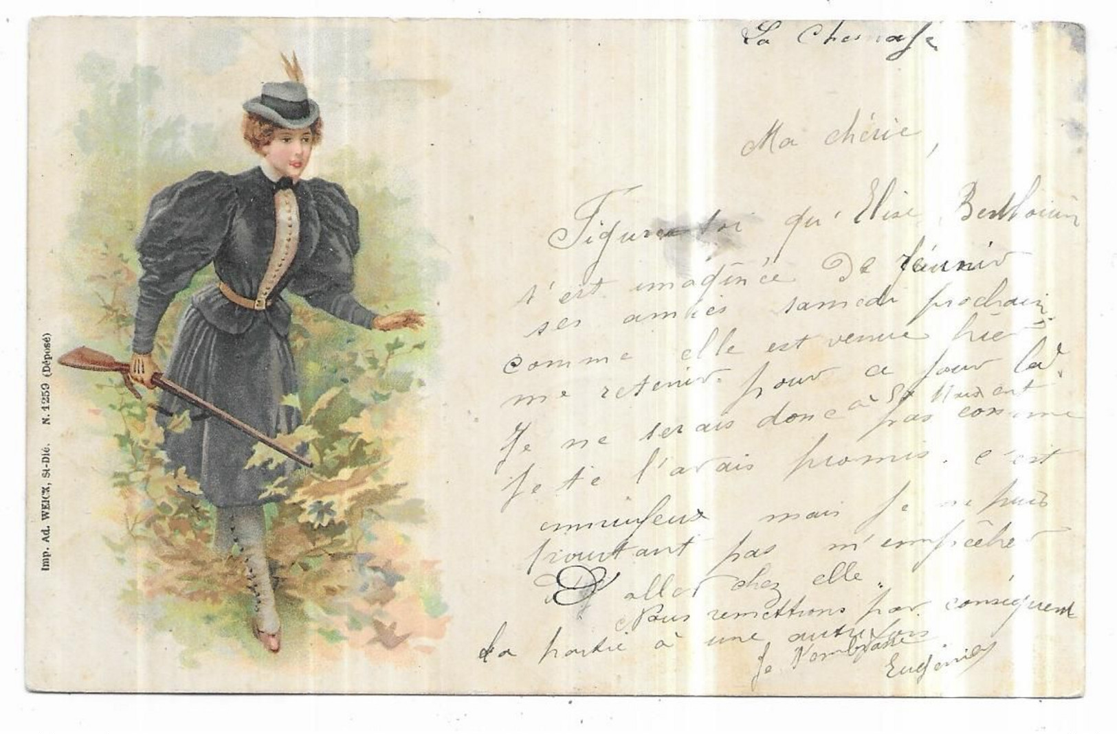 Saint Dié Illustrateur Ad. Weick, N° 1259 Femme Allant à La Chasse Avec Son Fusil 1903 - Saint Die