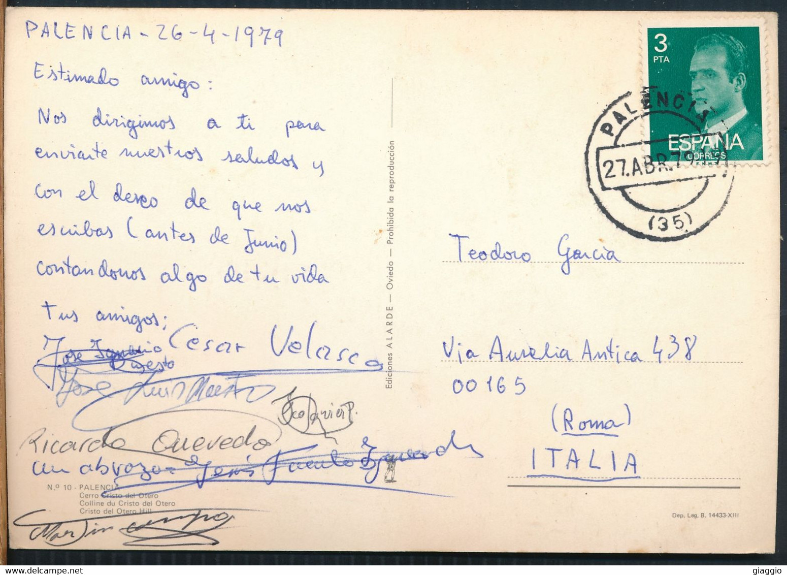 °°° 27152 - PALENCIA - CERRO CRISTO DEL OTERO - 1979 With Stamps °°° - Palencia
