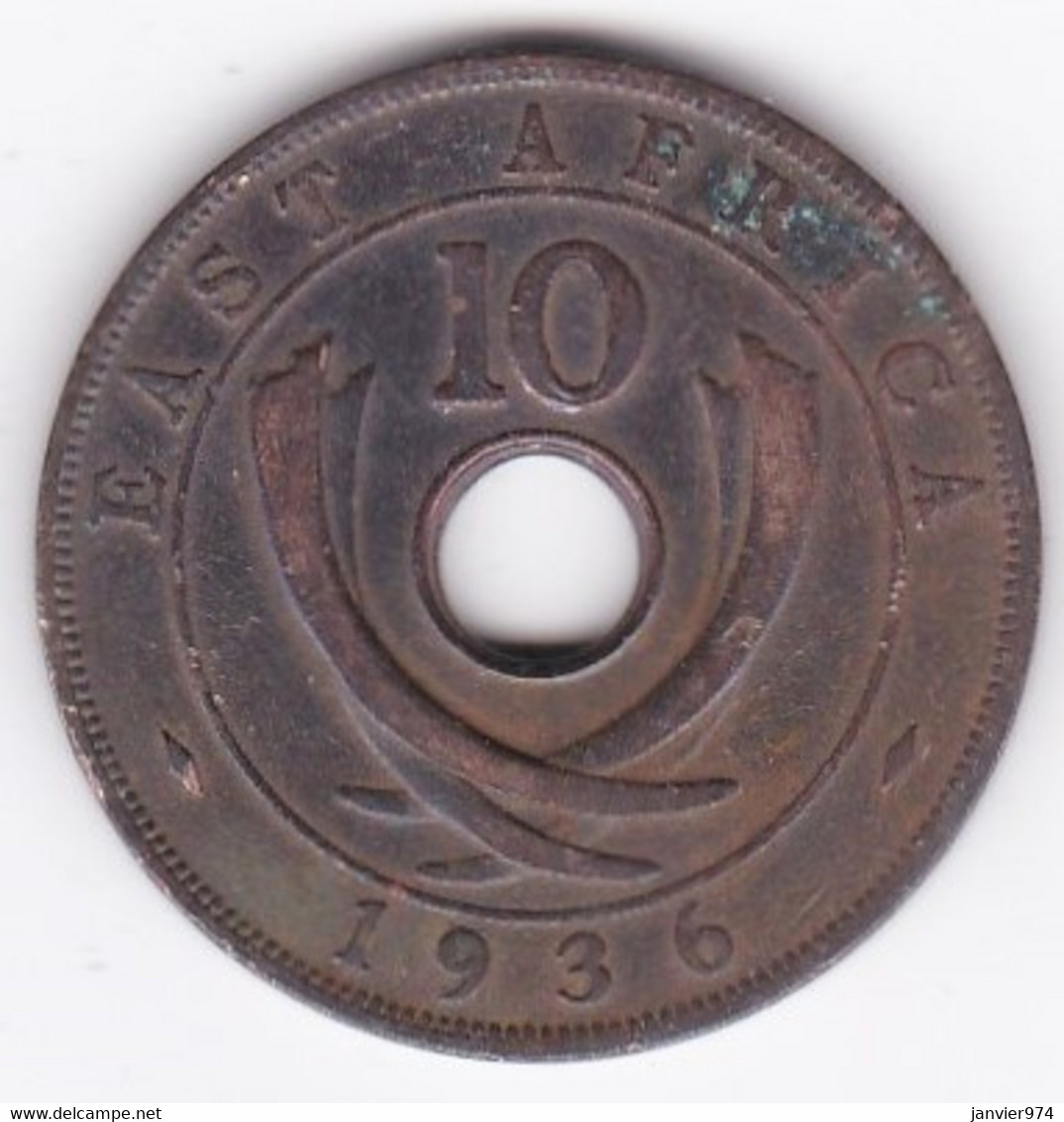 East Africa 10 Cents 1936 KN  Edward VIII, En Bronze , KM# 24 - British Colony