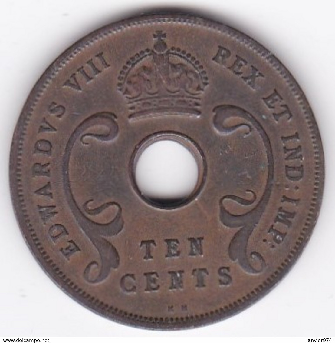 East Africa 10 Cents 1936 KN  Edward VIII, En Bronze , KM# 24 - British Colony