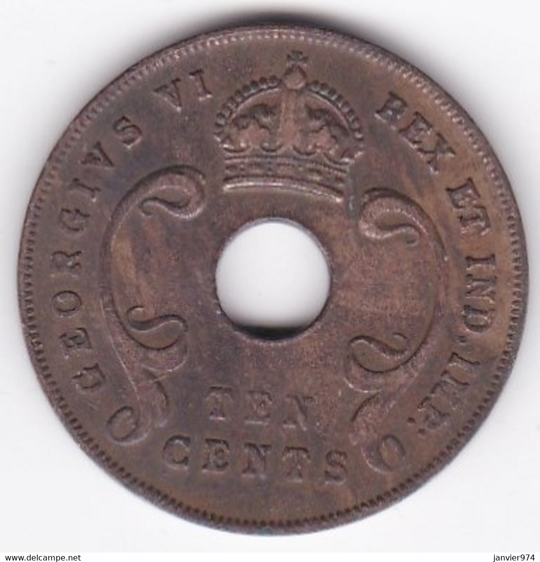 East Africa 10 Cents 1941   George VI, En Bronze , KM# 26.1 - British Colony