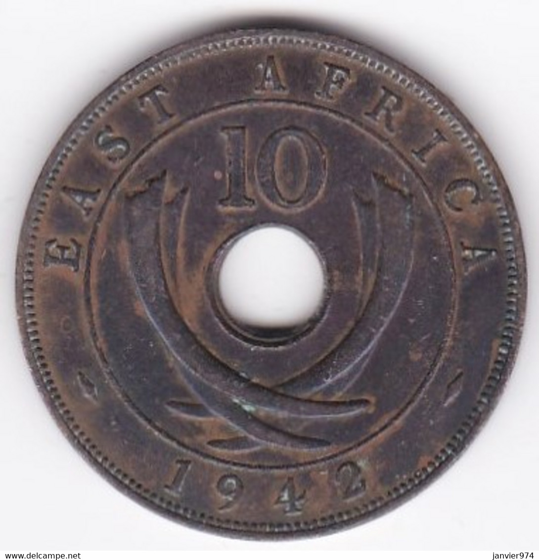 East Africa 10 Cents 1942  George VI, En Bronze , KM# 26 - Colonia Británica