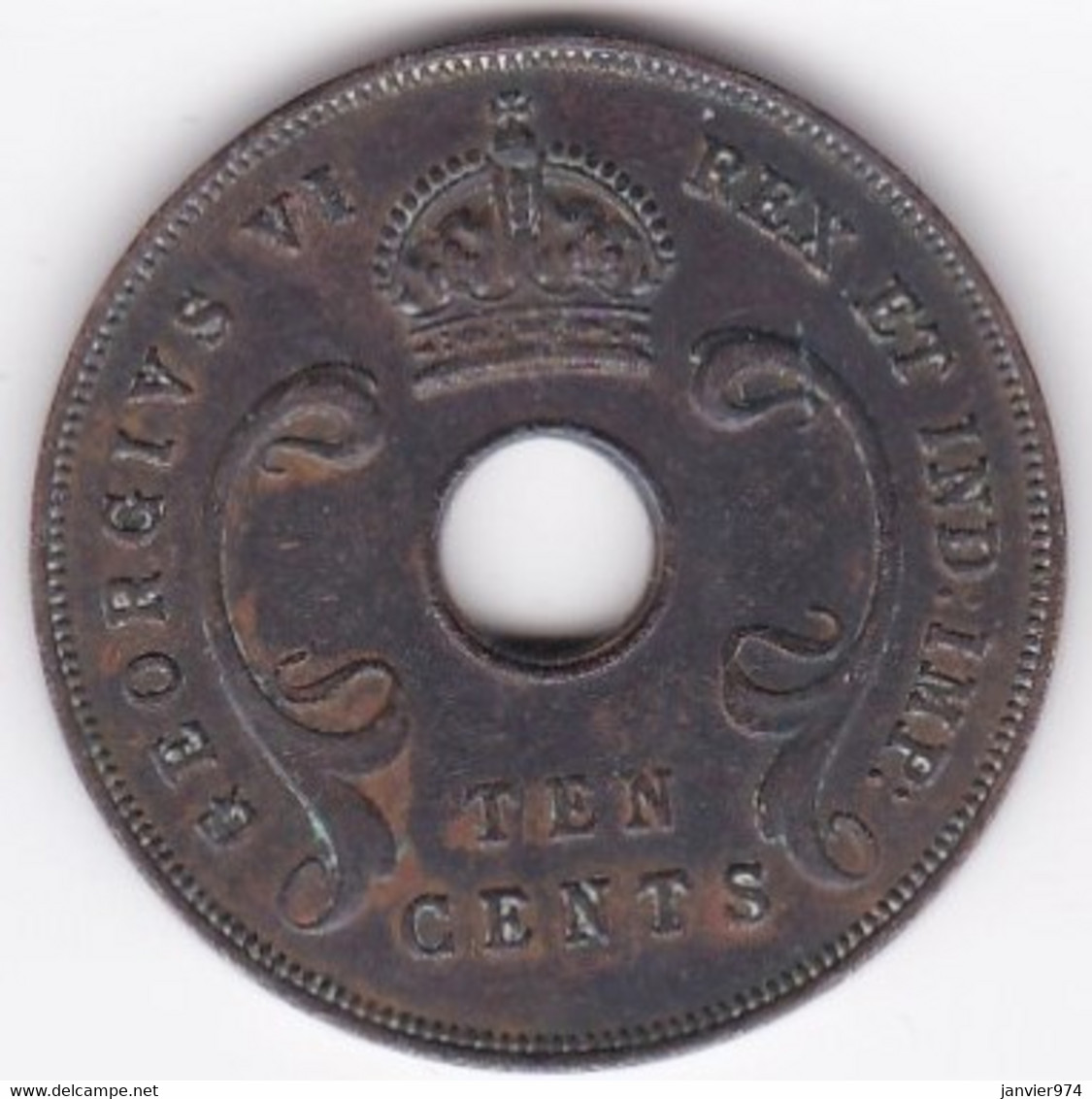 East Africa 10 Cents 1942  George VI, En Bronze , KM# 26 - Britse Kolonie