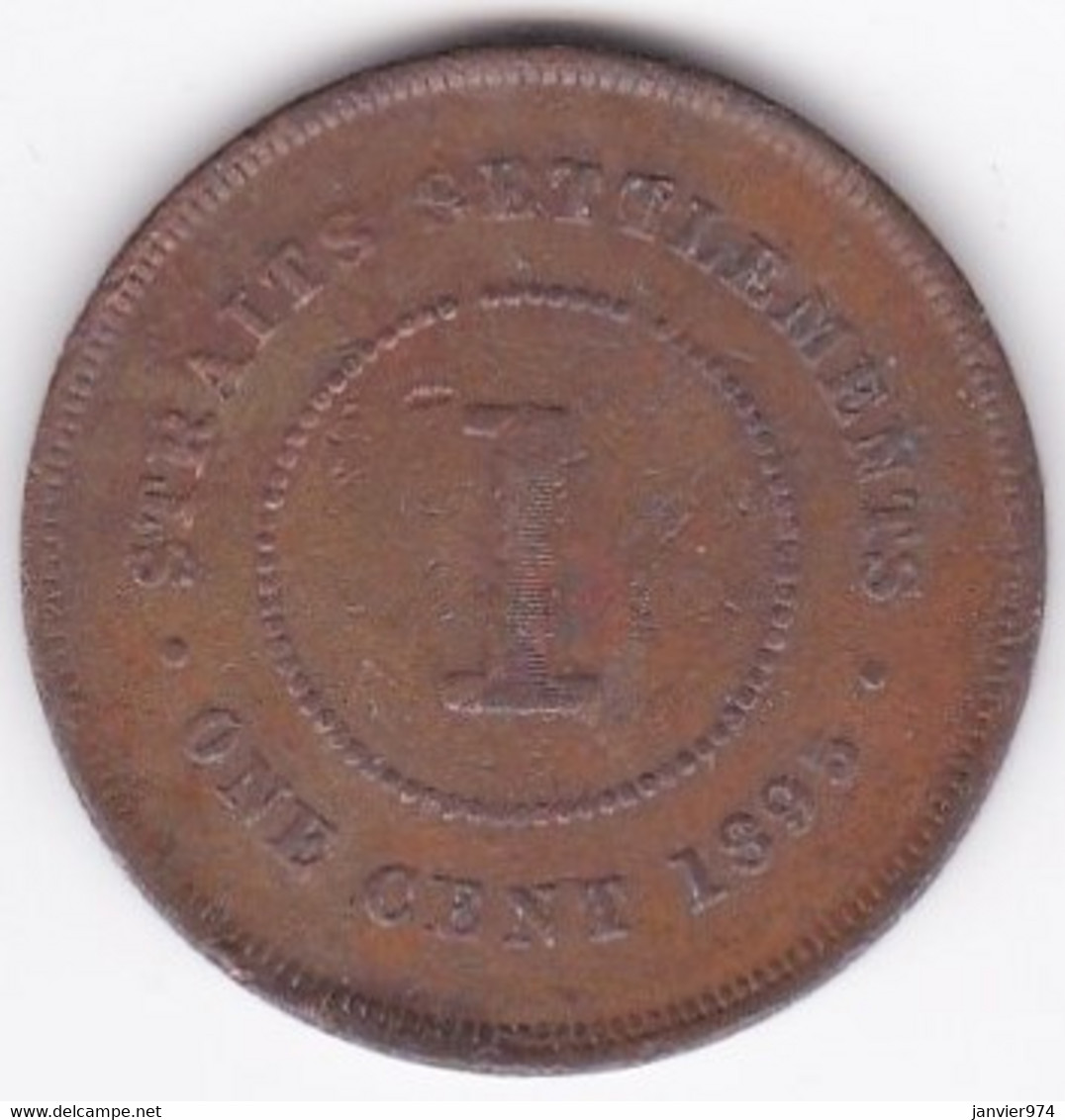 Straits Settlements , 1 Cent 1895 . Victoria. Frappe Médaille. KM# 16 - Malaysia
