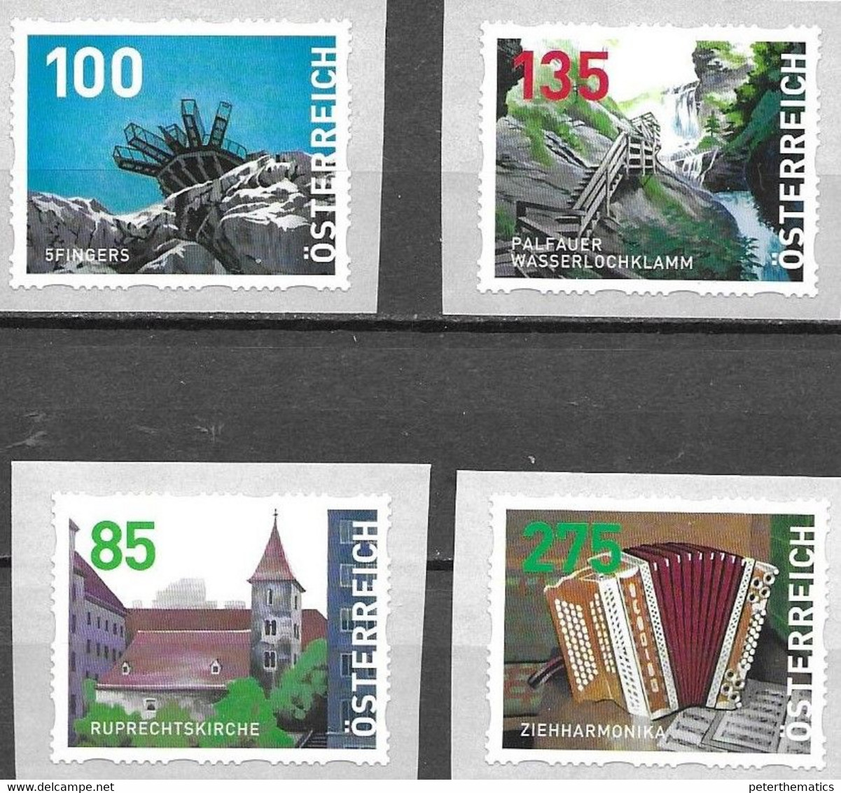 AUSTRIA, 2021, MNH, COILS, DISPENSER STAMPS, MUSIC, MUSICAL INSTRUMENTS, CHURCHES, WATERFALLS, 4v - Music