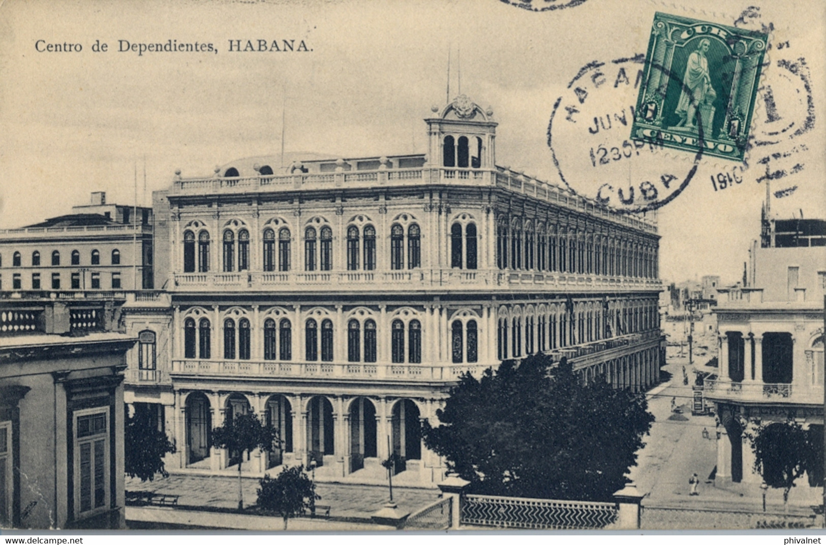 1910 CUBA , T.P. CIRC. , LA HABANA - ZITTAU , CENTRO DE DEPENDIENTES , ED. HARRIS BROS. - Cartas & Documentos