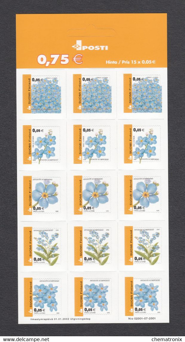 Finlandia 2002 - Nomeolvides De Agua - Pliego De 15 - MNH ** - Unused Stamps