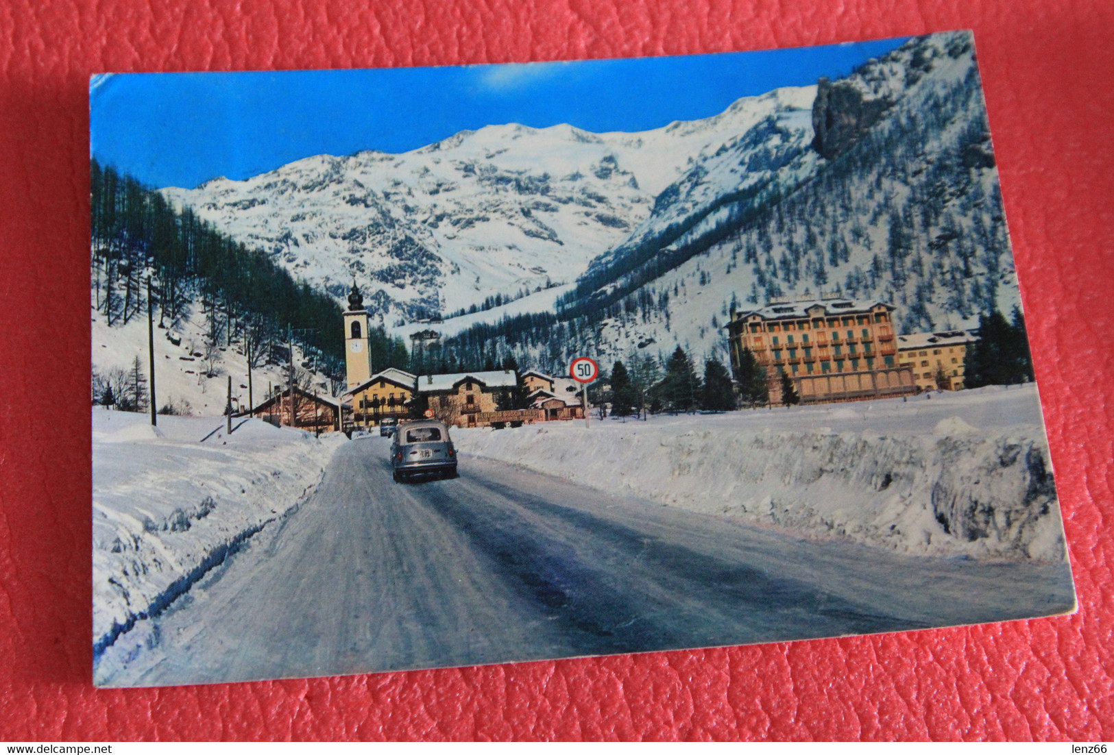 Aosta Gressoney La Trinité Ingresso Al Paese 1967 + Auto - Andere & Zonder Classificatie