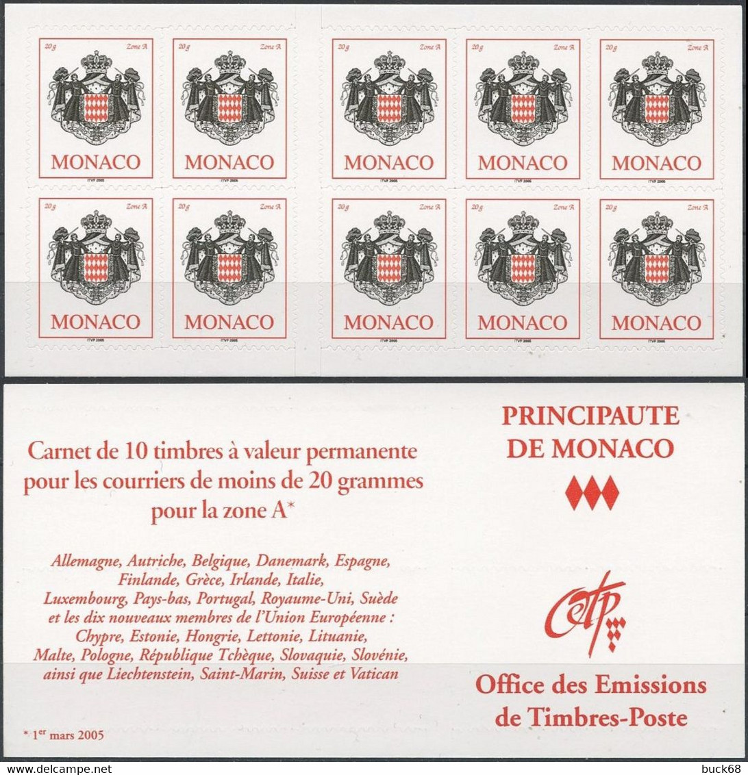 MONACO Carnet 15 ** MNH Armoiries De La Principauté 10 Timbres Validité Permanente 2005 - Markenheftchen