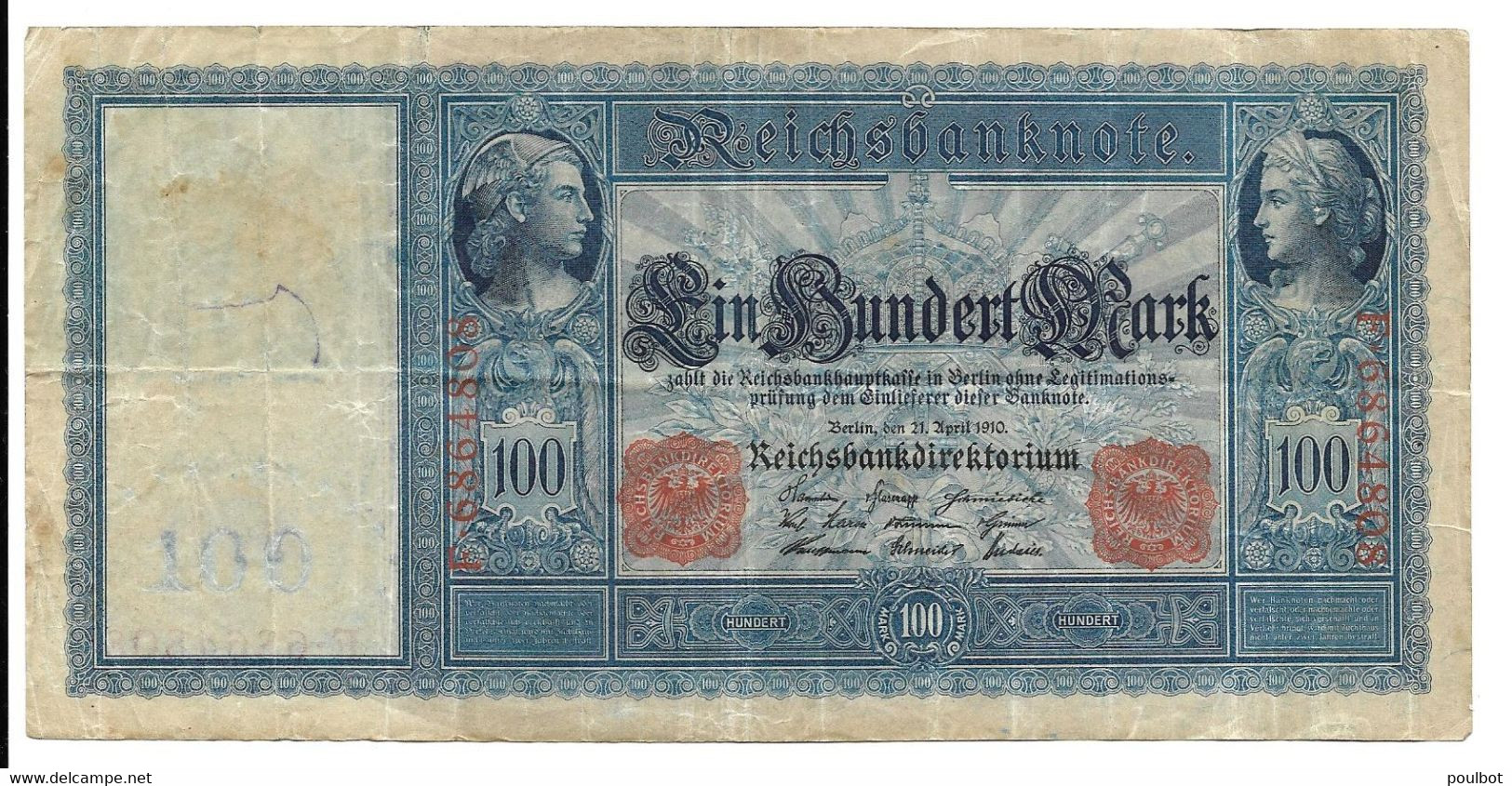 Allemagne Billet  100 Marck Reichsbanknote 21 / 4 / 1910  TB. - 100 Mark