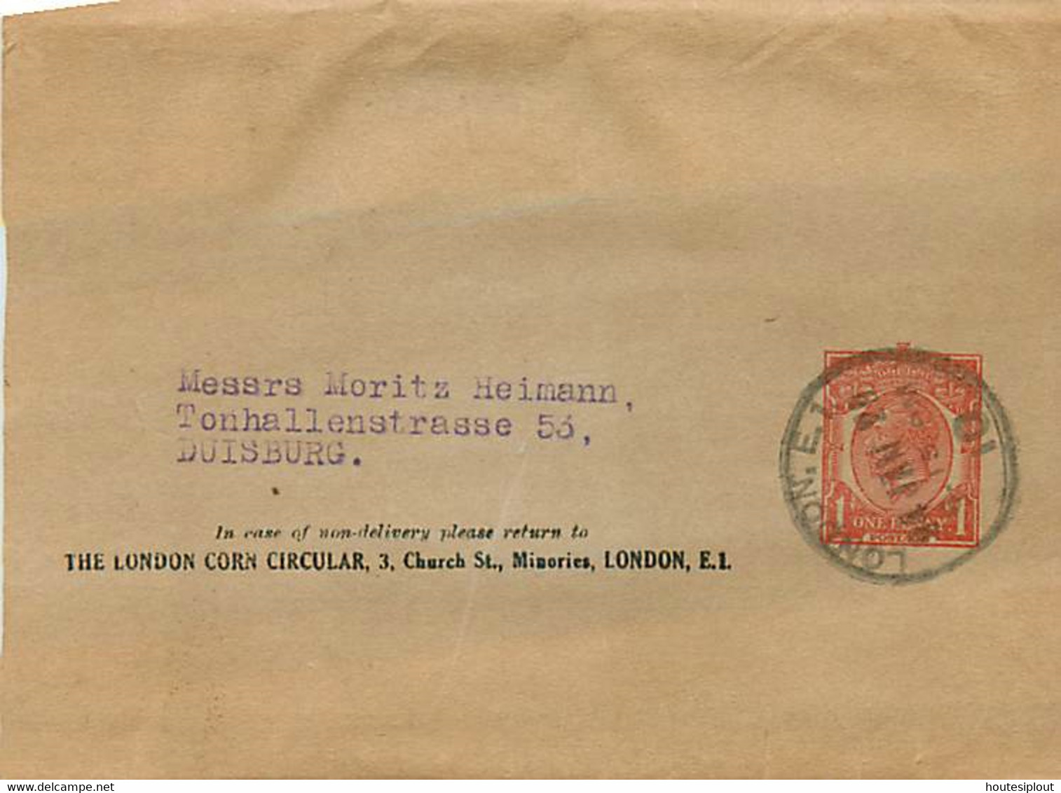 UK.  Stamped To Order Wrappers WS 23 (Huggins) London E.1/10 > Duisburg Germany  24/11/20 - Entiers Postaux