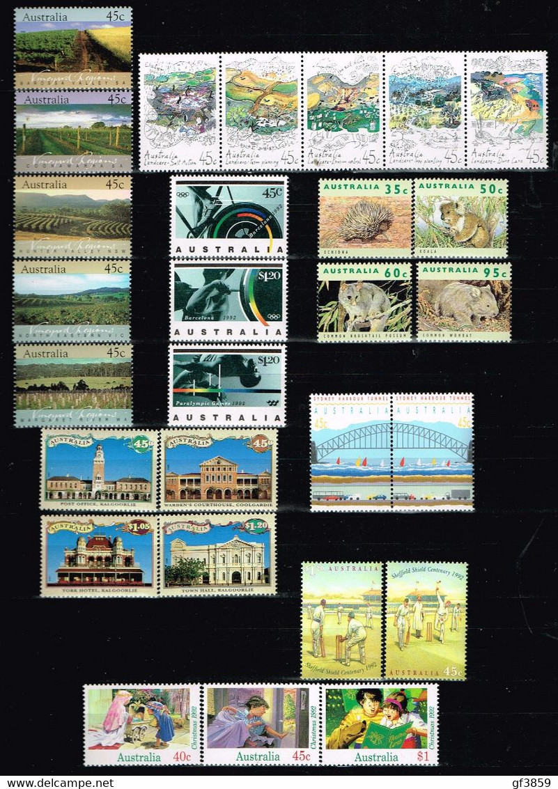 AUSTRALIE / Neufs**/MNH**/ 1992 - Année Complète (Sans Carnets Ni Timbres Auto-adhésifs) - Vollständige Jahrgänge