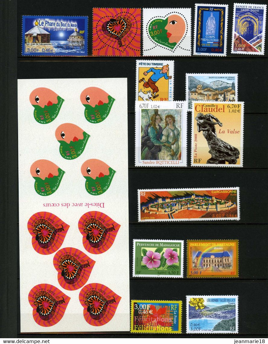 TIMBRES DE FRANCE NEUF ANNEE 2000 QUASI COMPLET AVEC BLOCS ET 4 CARNETS - 2000-2009