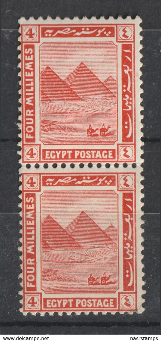 Egypt - 1914 - Pair - ( The First Pictorial Issue - Giza Pyramids ) - MNH** - 1866-1914 Khédivat D'Égypte