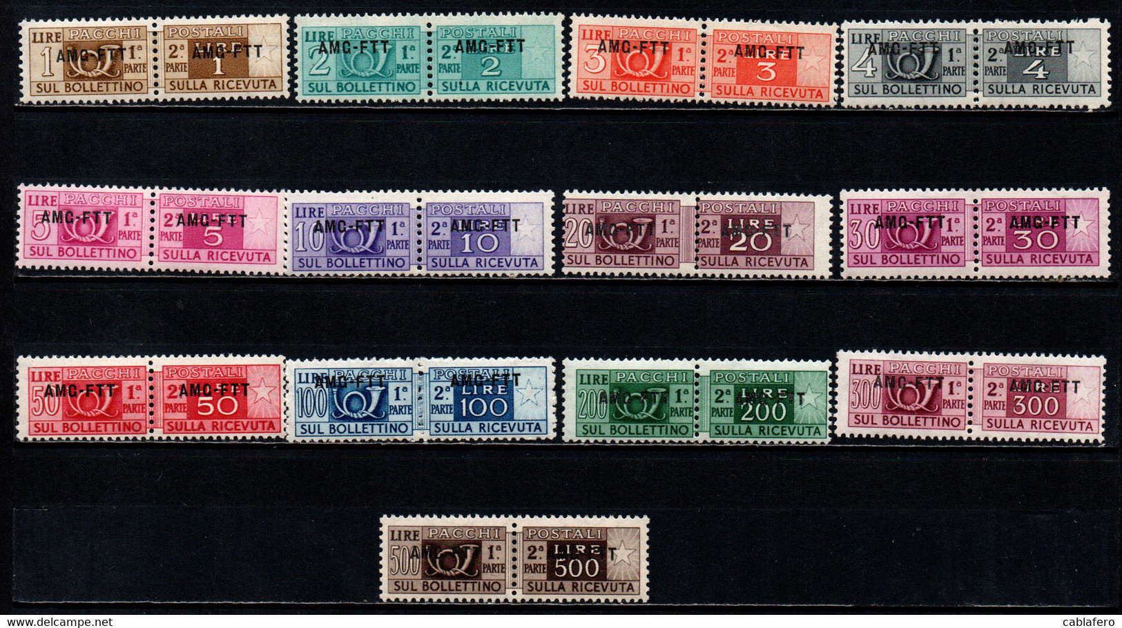 TRIESTE A - AMGFTT - 1949 - PACCHI POSTALI - SOVRASTAMPA SU UNA LINEA -  SERIE COMPLETA - MNH - Paketmarken/Konzessionen