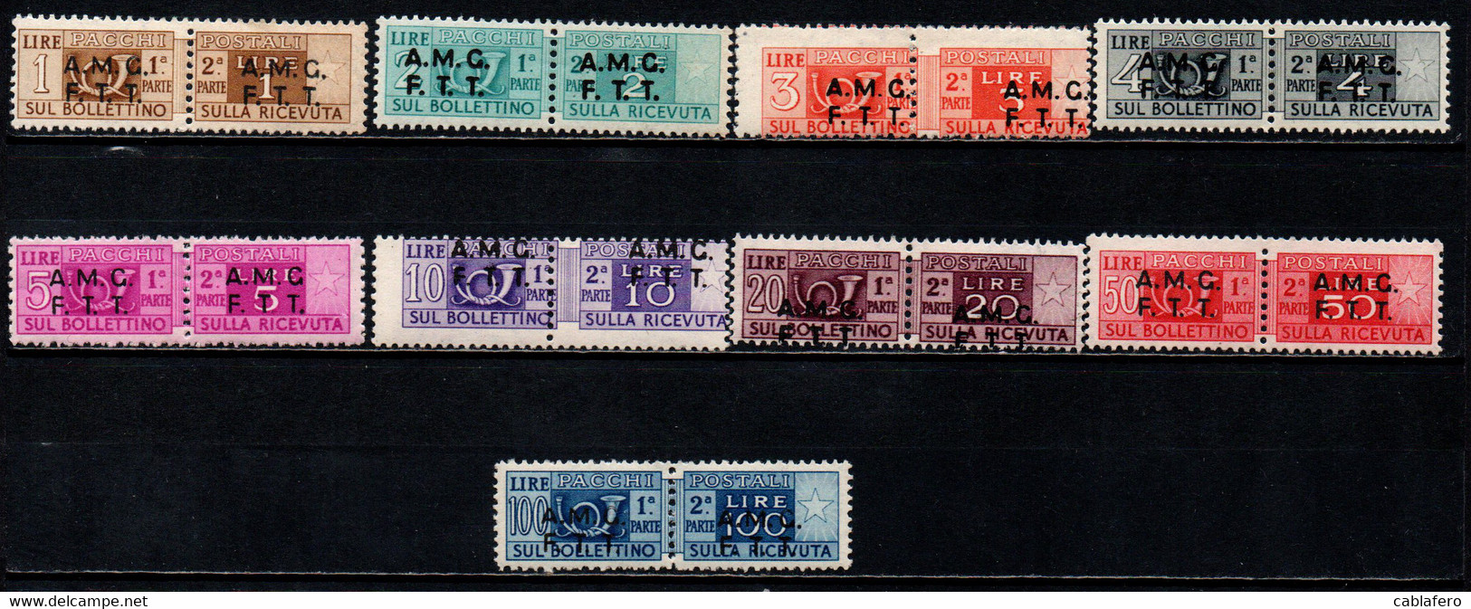 TRIESTE A - AMGFTT - 1947 - PACCHI POSTALI - SOVRASTAMPA SU DUE LINEE - MNH - Postal And Consigned Parcels