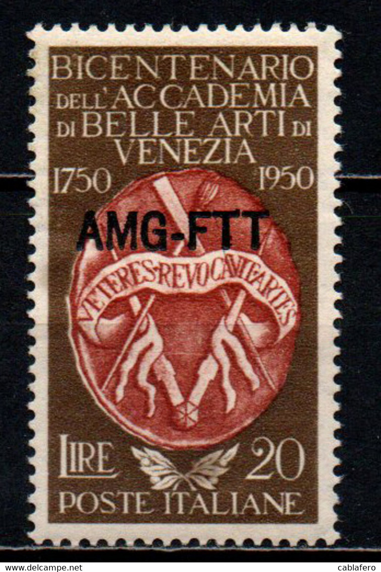 TRIESTE A - AMGFTT - 1950 - BICENTENARIO DELL'ACCADEMIA DI BELLE ARTI DI VENEZIA - MNH - Mint/hinged