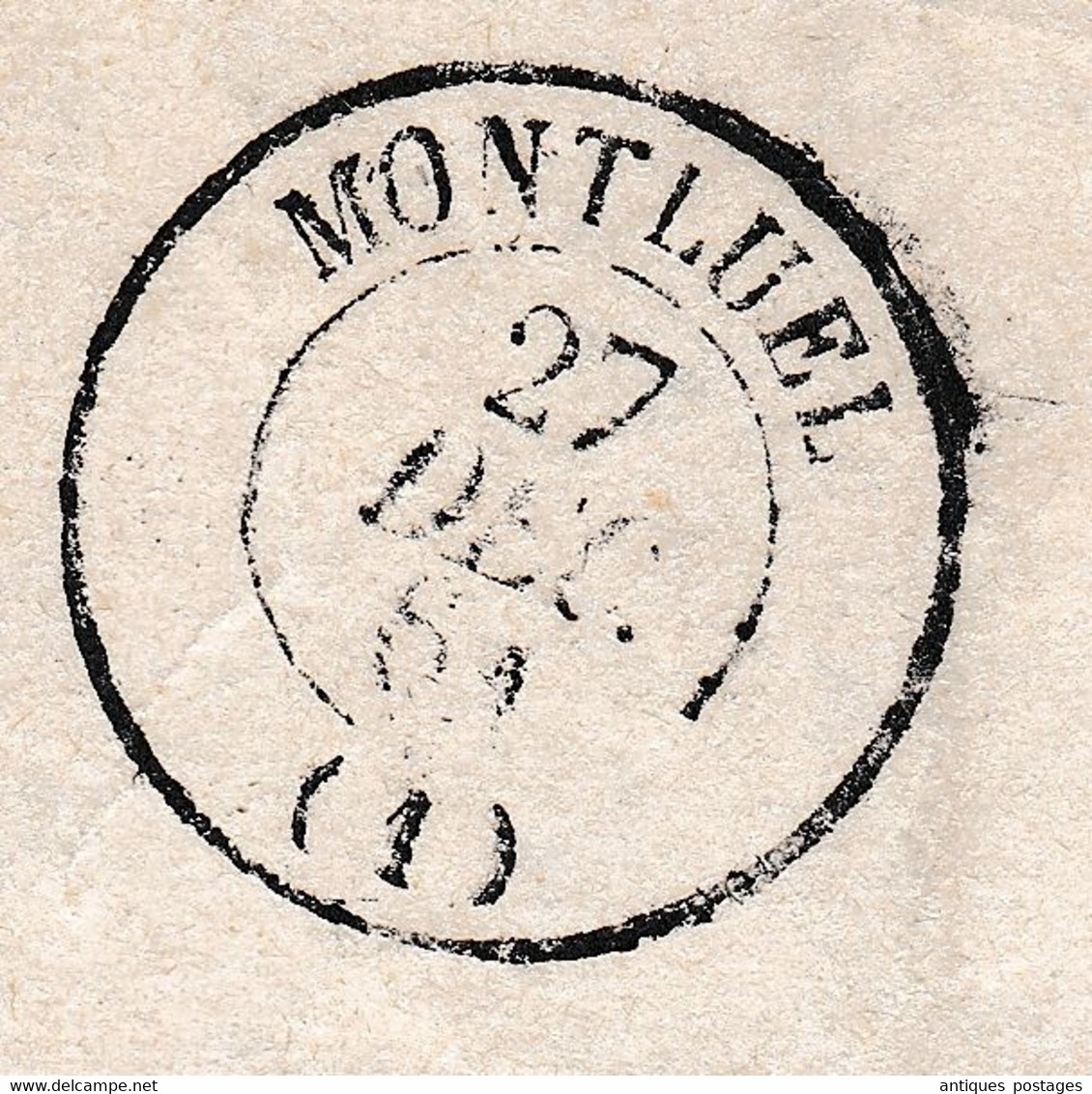 Lettre 1861 Montluel Ain Justice De Paix Beynost Maillard Géomètre Timbre Napoléon III 10 Centimes - 1853-1860 Napoleon III