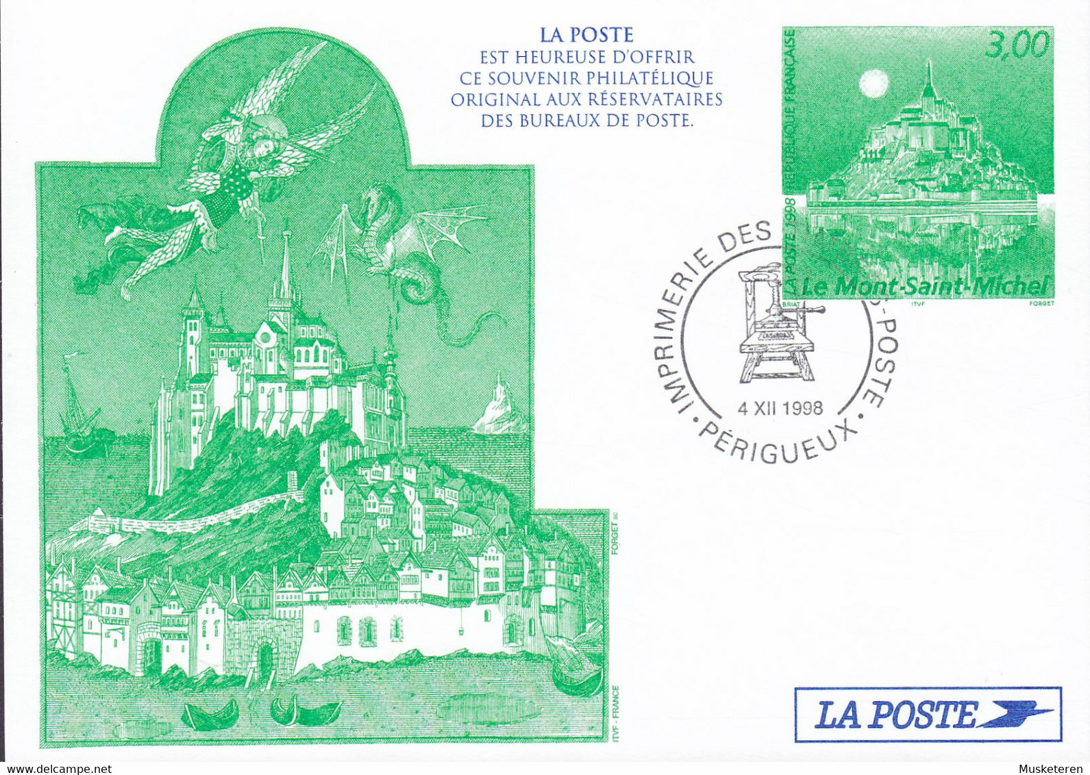 France Postal Stationery Ganzsache Entier 3,00 Le Mont-Saint-Michel PERIGUEUX 4.XII.1998 - Prêts-à-poster:  Autres (1995-...)