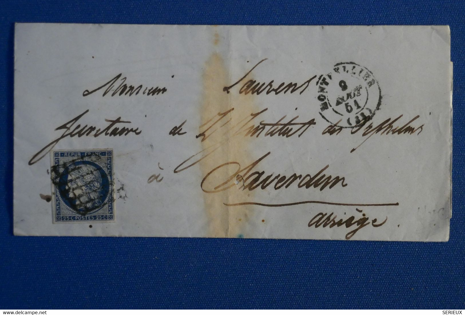 R21 FRANCE BELLE LETTRE 1851 MONTPALLIER POUR AVERDUN    N 4+ AFFRANCHISSEMENT INTERESSANT - 1849-1850 Ceres