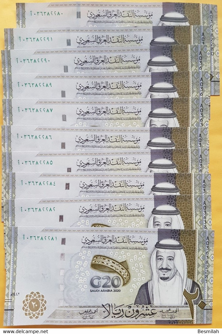 Saudi Arabia 20 Riyals 2020 P-New 20 Notes UNC Condition From A Bundle = 400 Riyals - Saudi Arabia