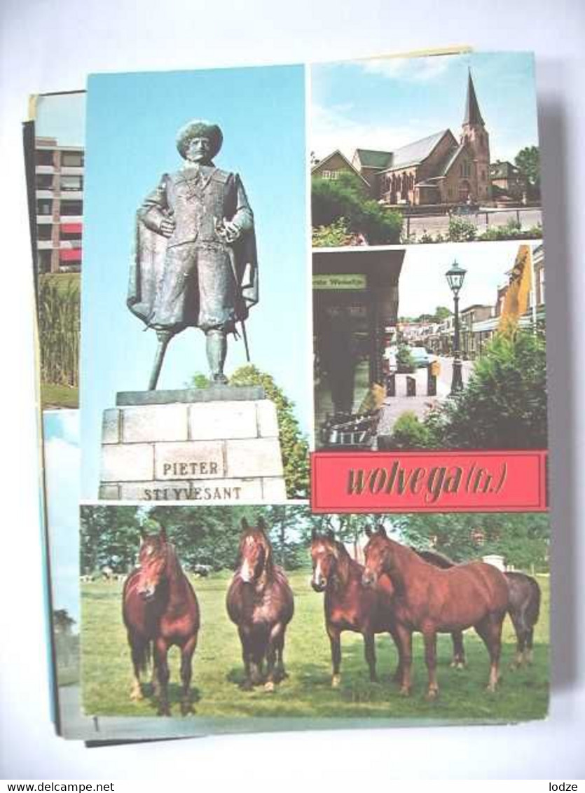 Nederland Holland Pays Bas Wolvega Met Paarden En Standbeeld - Wolvega