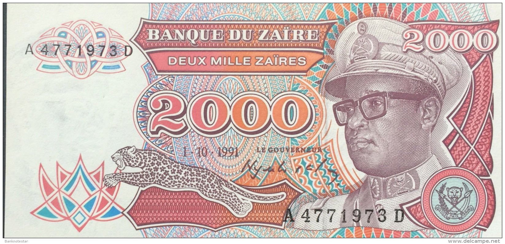 Zaire 2.000 Zaires, P-36a (1.10.91) - UNC - Zaire