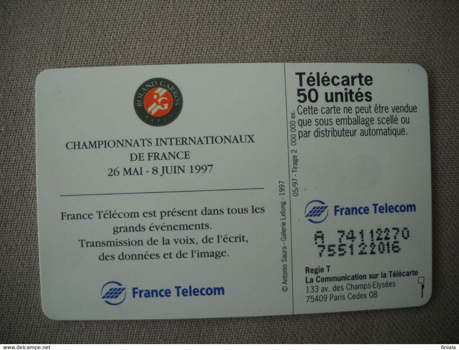 7047 Télécarte Collection Tennis ROLLAND GARROS Championnats De France 1997   ( Recto Verso)  Carte Téléphonique - Deportes