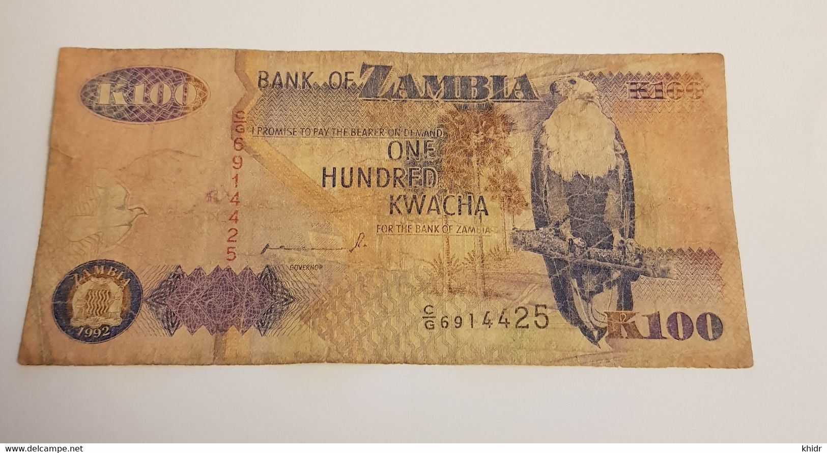 K100 BANK OF ZAMBIA /B/ 1992 / N 425 P# 38 - Zambie